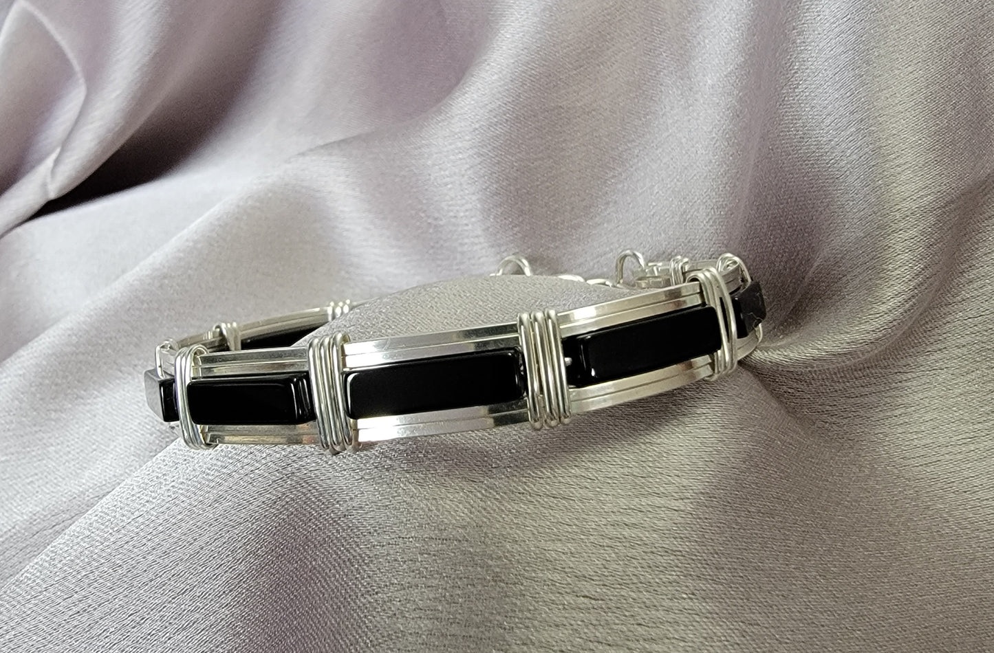 Sterling Silver Bracelet with Onyx stones